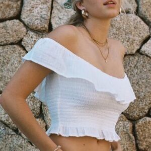 AE Off-The-Shoulder Smocked Tube Top